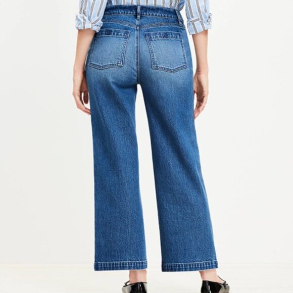 Loft Wide Leg Crop Jeans in Vintage Indigo Wash 24P - Picture 2 of 4
